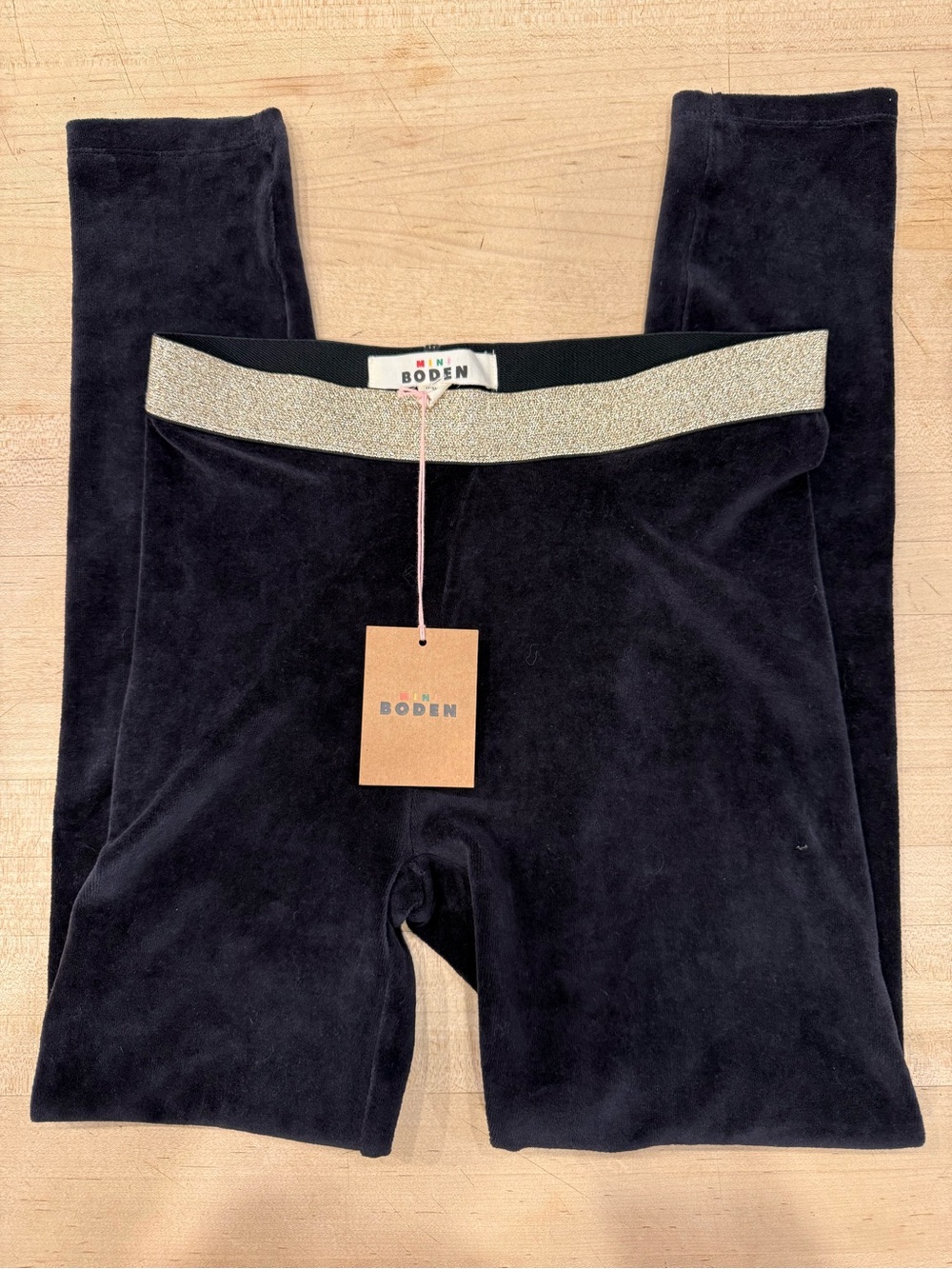 Mini Boden Black Gray Velvet Leggings NWT